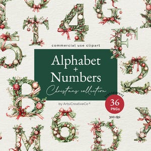 Christmas Alphabet and Christmas Numbers Clipart PNG Bundle, Alphabet Clipart, Numbers Clipart, Christmas Clipart, Alphabet PNG, Numbers PNG