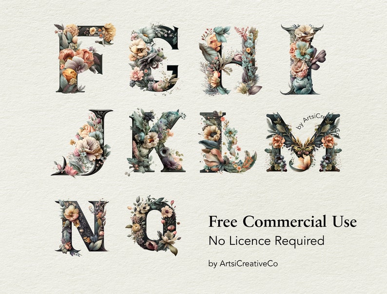 Floral Alphabets Letters Clipart PNG Bundle 26 Floral Letters - Etsy