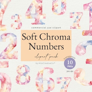 Aquarelle pastel doux anniversaire âge Clipart PNG Bundle, numéros esthétiques, numéros de mariage, clipart enfants, étapes importantes de l'anniversaire