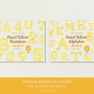 Pastel Yellow Numbers Clipart, Watercolor Numbers, Yellow Numbers ...