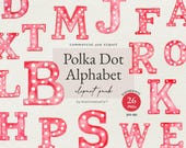 Polka Dot Alphabet Clipart PNG, Red Aesthetic Alphabet for Party Decor, Digital Letters for Kids Party, Nursery Decor, Birthday Invitations