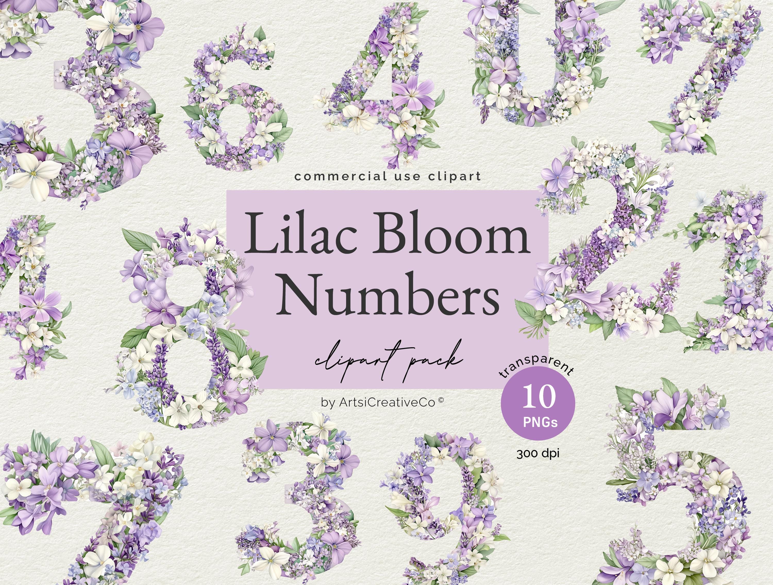 Floral Numbers Clipart PNG, Purple Floral Numbers, Invitations ...