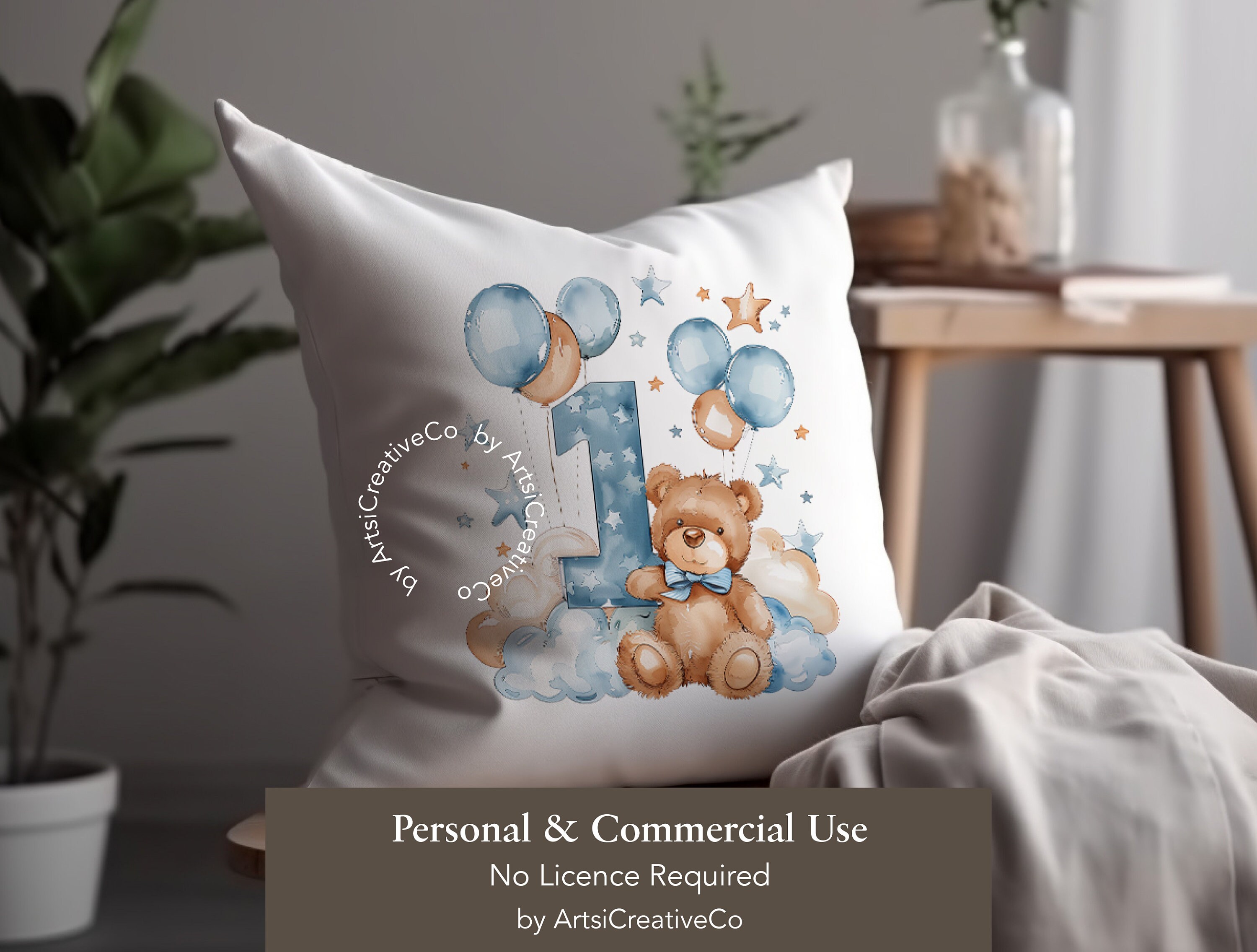 Teddy Bear Balloon 1st Birthday PNG, First Birthday Sublimation Design ...
