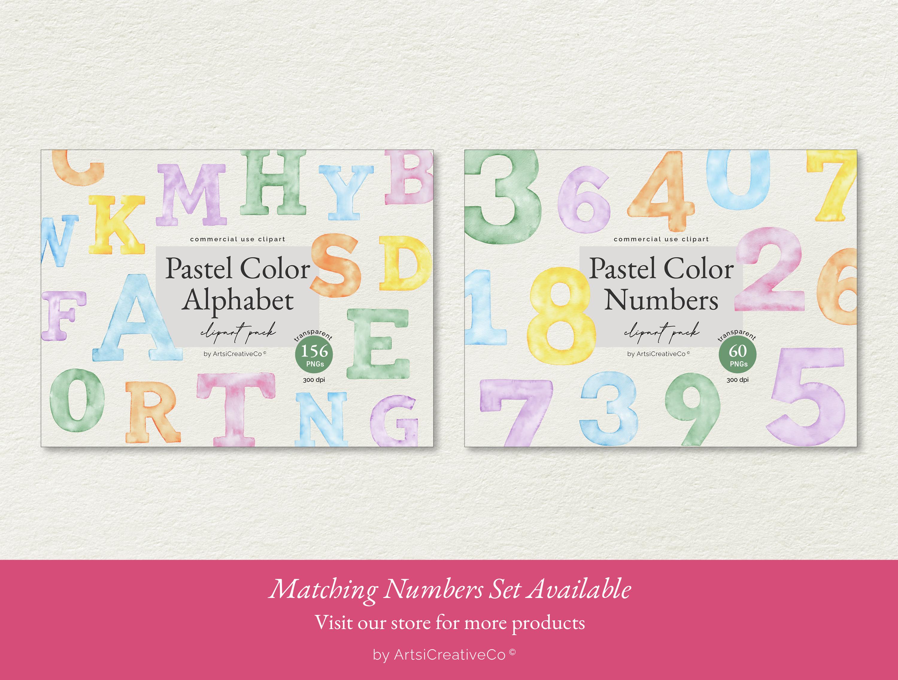 Pastel Alphabet Clipart Bundle in 6 Colors, Watercolor Letters, Digital ...