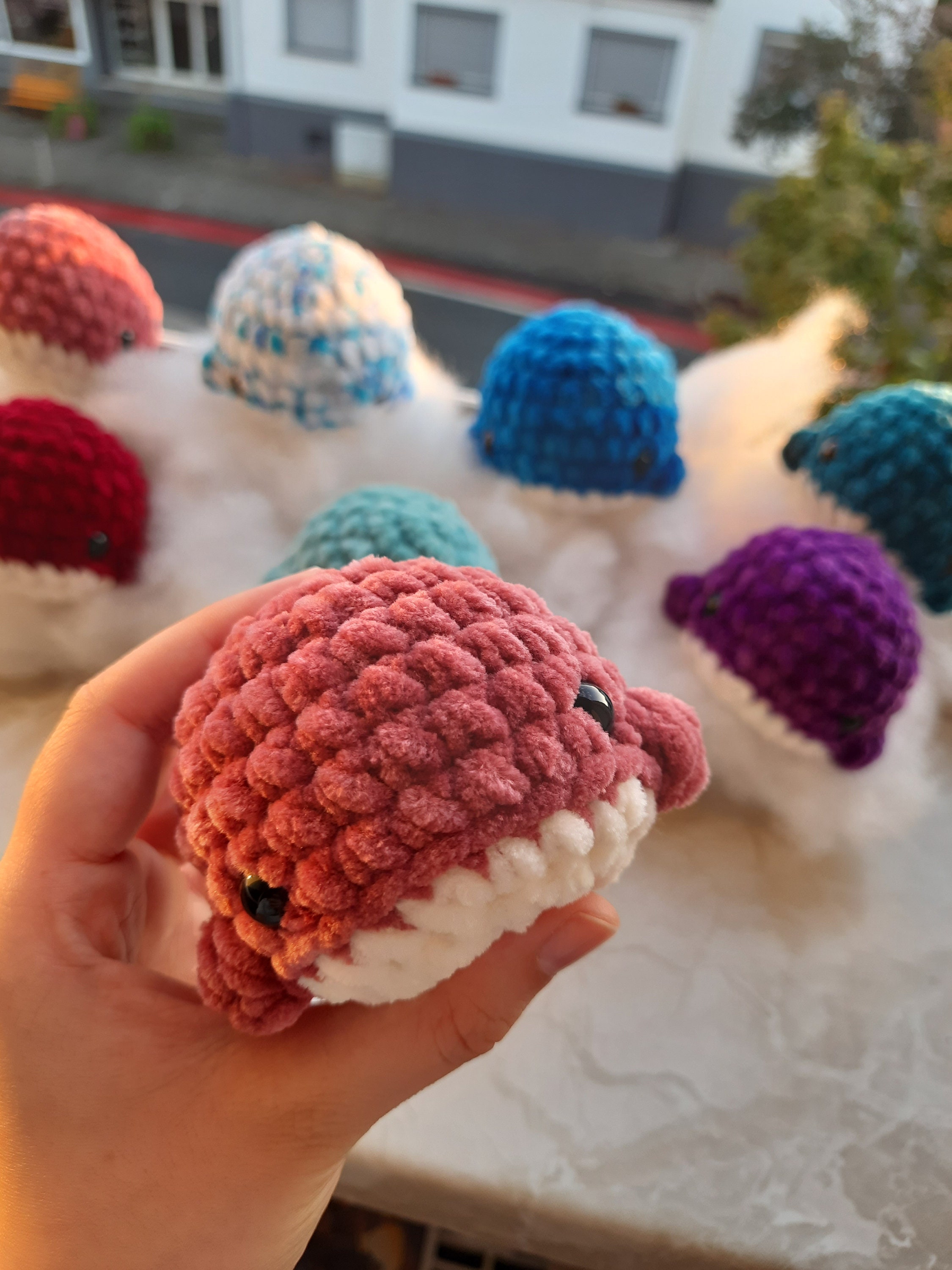 Anti-stress ball whale - crocheted - 1 piece - various colors
