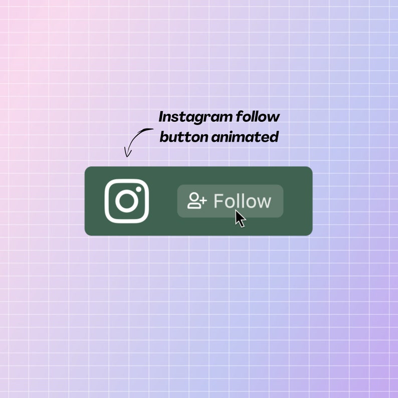 Simple Animated Instagram Follow Button Overlay for Videos Green Theme Etsy