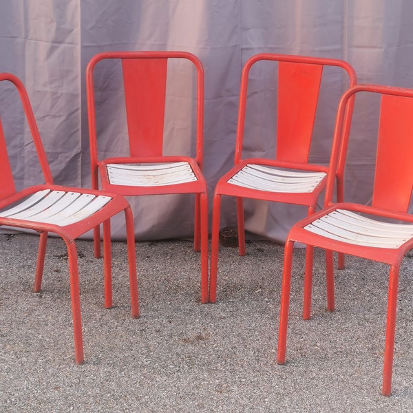 SERIE DE 4 CHAISES De Jardin "Tolix"