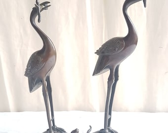 PAIRE d' OISEAUX en BRONZE "Brûle encens"