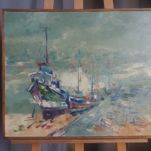 TABLEAU "huile sur toile, MARINE signée