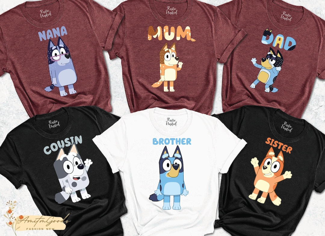 Custom Bluey Family Tshirts Personalized Bluey Family Shirts Etsy