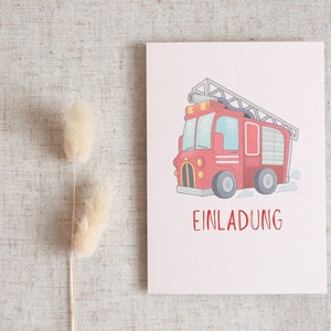 Einladungskarten | Kindergeburtstag | Karten-Set zum Ausfüllen | Einladungen für Kinder | Einladung mit Feuerwehr | Geburtstagsparty