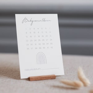 Countdown Baby | Schwangerschaft | Regenbogen | Karten zum Abhaken | boho | Postkarte | Kartenständer | Tischdekoration | Wir werden Eltern