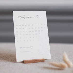 Countdown Hochzeit | Tage bis zur Hochzeit zählen | Karten zum Abhaken | boho | Postkarte | Kartenständer | Tischdekoration | Wir heiraten