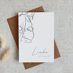Postkarte | Verkündung Schwangerschaft | Baby Ankündigung | Karte für Fotoshooting | Liebe im Bauch | Familie | A6 Karte | Naturpapier