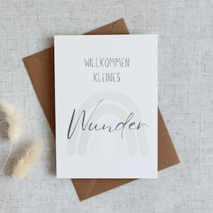 Karte zur Geburt | Glückwunschkarte | Kleines Winder | Hallo Baby | Postkarte zur Geburt | Regenbogen | boho | A6 Karte | Naturpapier