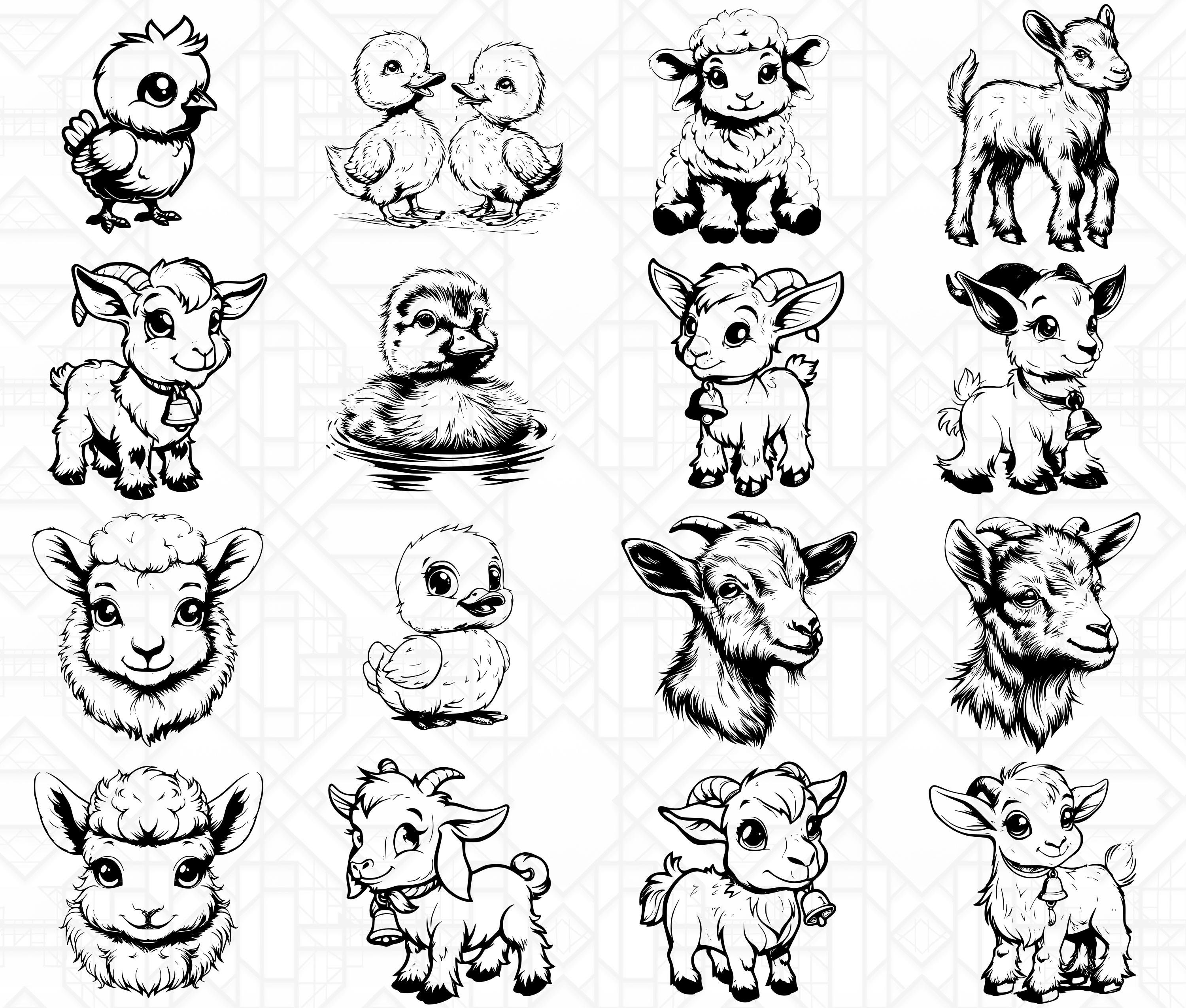 Cute Farm Animals SVG Bundle - 54 Animal Vector Illustrations for ...