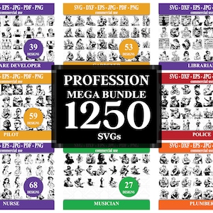 MEGA BEROEP SVG Bundel - 1250 Job Vector Illustraties voor Cricut - Werk Digitale Download beschikbaar als Svg, Dxf, Eps, Jpg, Pdf, Png