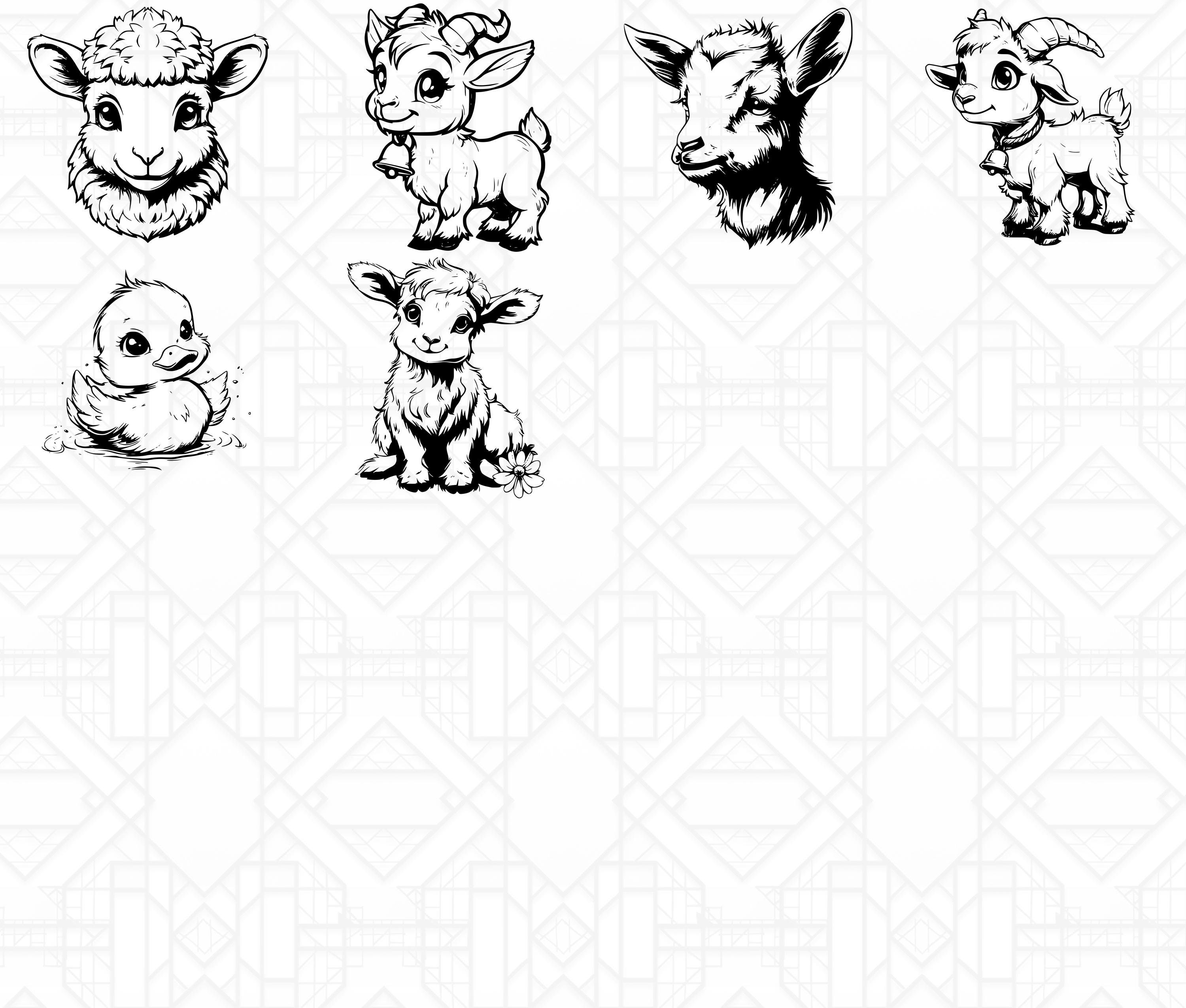 Cute Farm Animals SVG Bundle - 54 Animal Vector Illustrations for ...