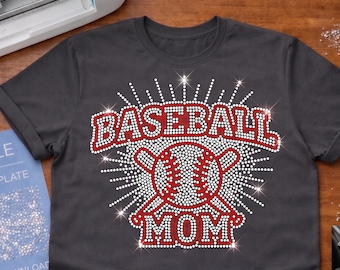 Baseball Mom SVG, Rhinestone Template, Bling Cricut File, Sports Mom Shirt Design