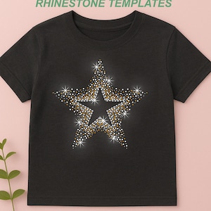 Star Rhinestone Transfer Bling Hot Fix Iron on Patch Motif Design Transfer