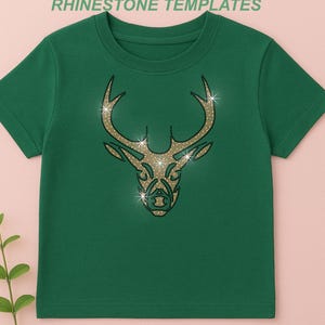 Plantilla de reno con diamantes de imitación: Transferencia termoadhesiva (Descarga digital)