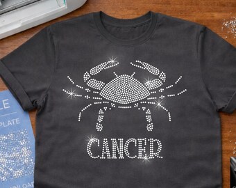 Cancer Rhinestone SVG, Zodiac Crab SS10 Template, Astrology Bling Design for Cricut
