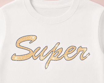 Super font template. Rhinestone t-shirt SVG template. Iron on transfer.