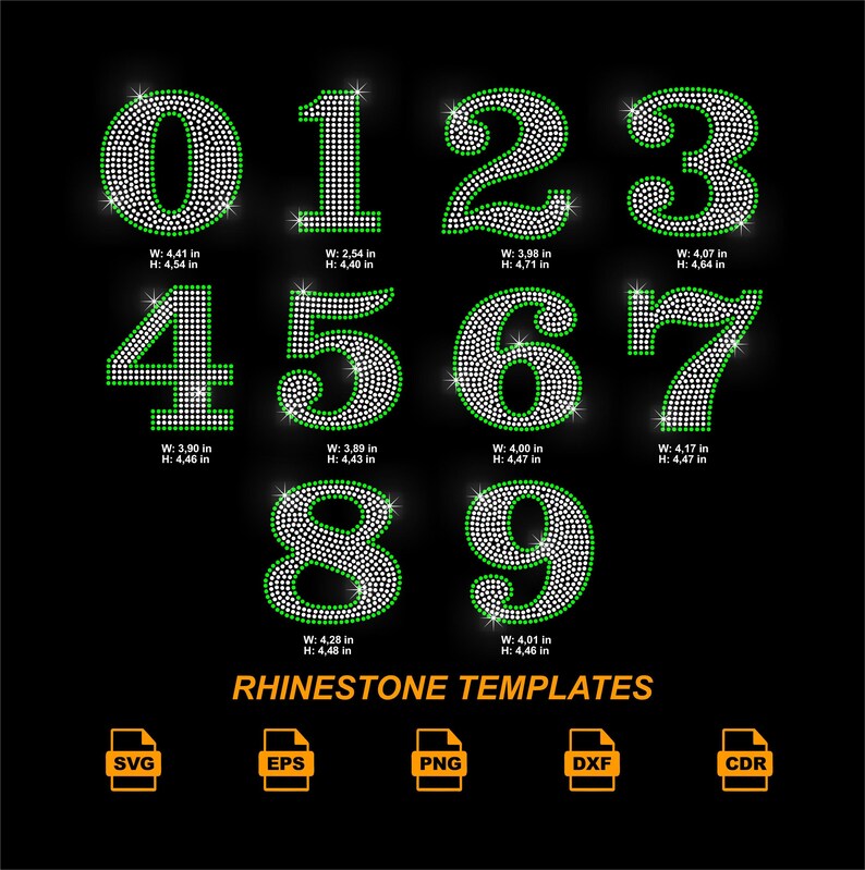 Varsity Numbers 0-9 Rhinestone SVG Bundle, Two Color SS10 Sports Number ...