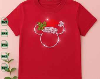 Mickey Mouse Rhinestone Template: Christmas SVG, Iron-On Transfer (Digital Download)