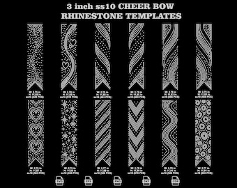 3 Inch V Tail Cheer Bow Rhinestone SVG Bundle, SS10 Ribbon Cut File