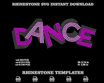 Rhinestone Dance SVG, Studio Team Apparel Script Downloadable Template (Digital Download)
