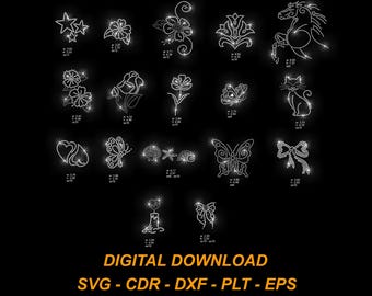 Mini Rhinestone SVG Template Bundle 17 Designs Elements for DIY T Shirts