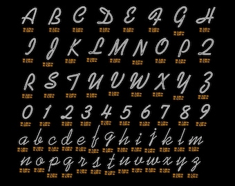 Rhinestone Alphabet SVG, Cursive Script Letters Font Numbers Apparel Downloadable Template