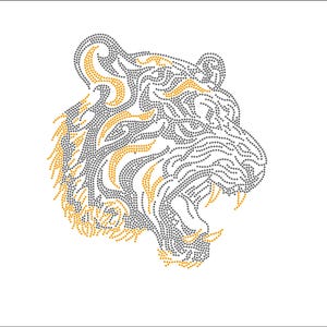 Tiger Rhinestone Template,Tiger Svg Pattern, Tiger Design,Embroidered Gift,Rhinestone Lion,Rhinestone Tiger,Animal,Cricut, iron on transfer