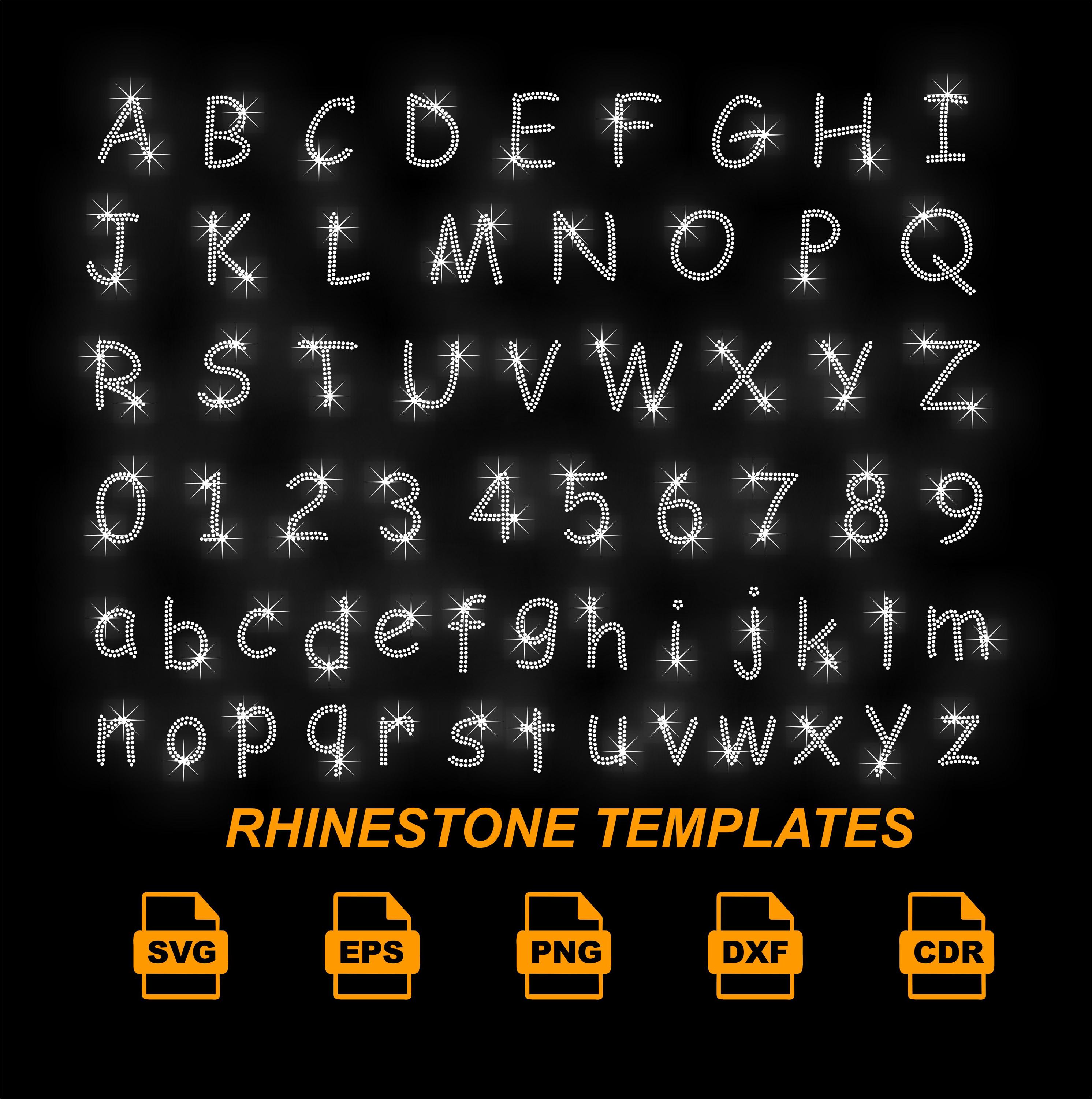 Downloadable Rhinestone Fonts Rhinestone Alphabet SVG, Monogram Letters Numbers Pack Downloadable ...