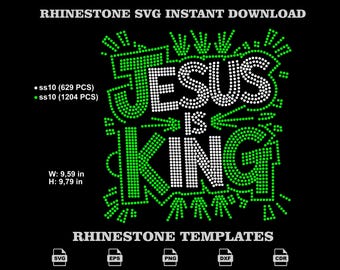 Jesus Is King Rhinestone SVG Christian Bling Shirt Digital Download Template