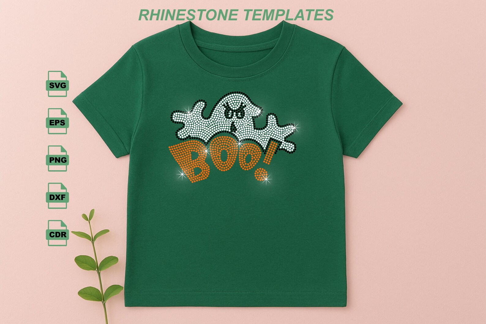 Rhinestone Boo Rhinestone Halloween Ghost Boo SVG Template - Iron on Transfer (digital ...