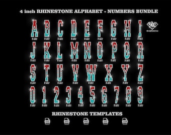 Rhinestone Alphabet SVG Bundle, 4 Inch Letters and Numbers Template, Bling Font for Cricut Shirts