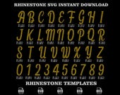 Rhinestone Alphabet SVG Bundle, ss10 Font and Numbers Bling Template
