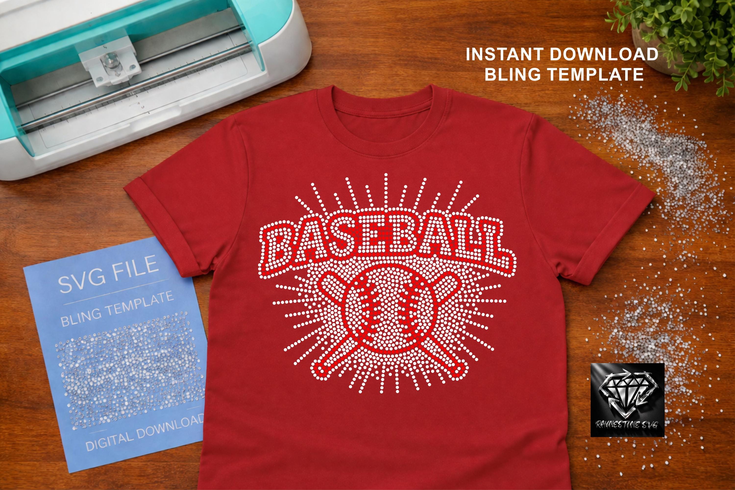 Baseball Rhinestone Template SVG, Ss10 Bling Design for Cricut, Sports ...