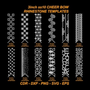 Cheer Bow Rhinestone Template Designs: V-Tail, 3&quot; (Digital Download)