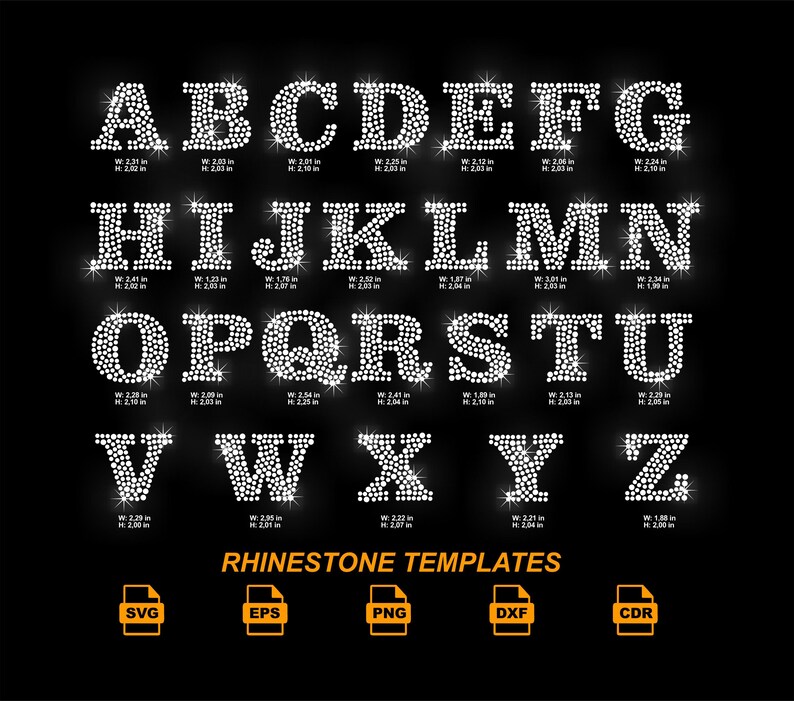 Giant Rhinestone Letters Rhinestone Alphabet SVG – SS10-SS16 Crystal Font (digital Download) - Etsy