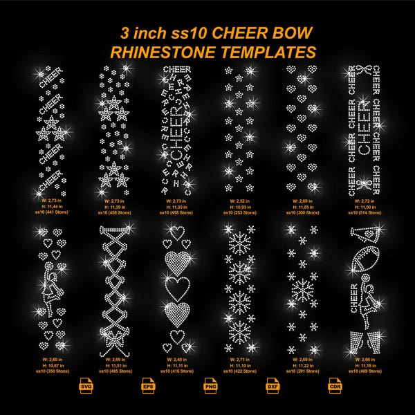 Schleife Strass Vorlage Bundle SVG, 3-Zoll Schleife Streifen Designs SS10 (Digitaler Download)