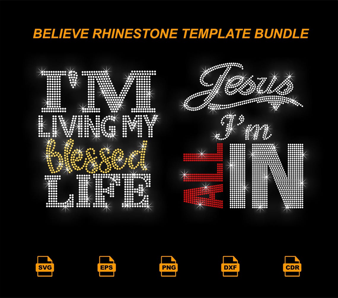 Believe Rhinestone Template Bundle | Faith, Blessed, Hope Words SVG ...