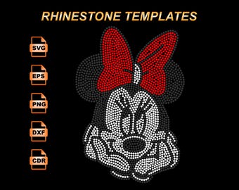 Rhinestone Mouse Face SVG | SS10 Cartoon Style Bling Template | Digital Download