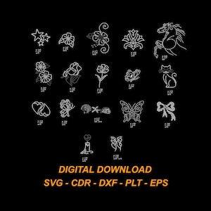 digital design, digital rhinestone, small patterns, mixed ss6 - ss10 template, flower, star, heart, butterfly pattern