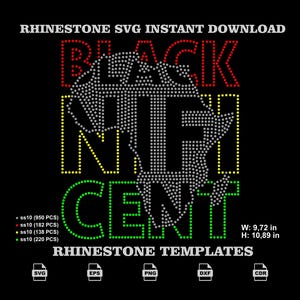 Rhinestone Blacknificent SVG, Africa Map Pan African Colors Juneteenth Apparel Template