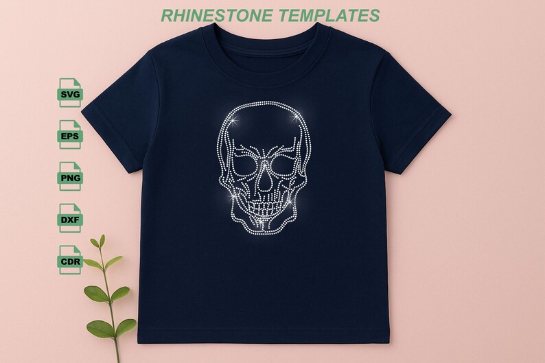 Skull Rhinestone Transfer Skull Rhinestone Template: Iron-on Transfer, SS10 SVG (digital Download ...