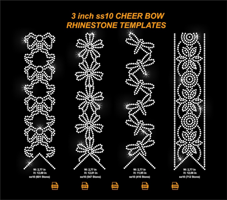 Ss10 Layout SS10 Rhinestone Cheer Bow Template Bundle (SVG DXF PNG) - Etsy