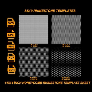 SS10 Honeycomb Rhinestone Template Sheet, Full Grid Background SVG Digital Download